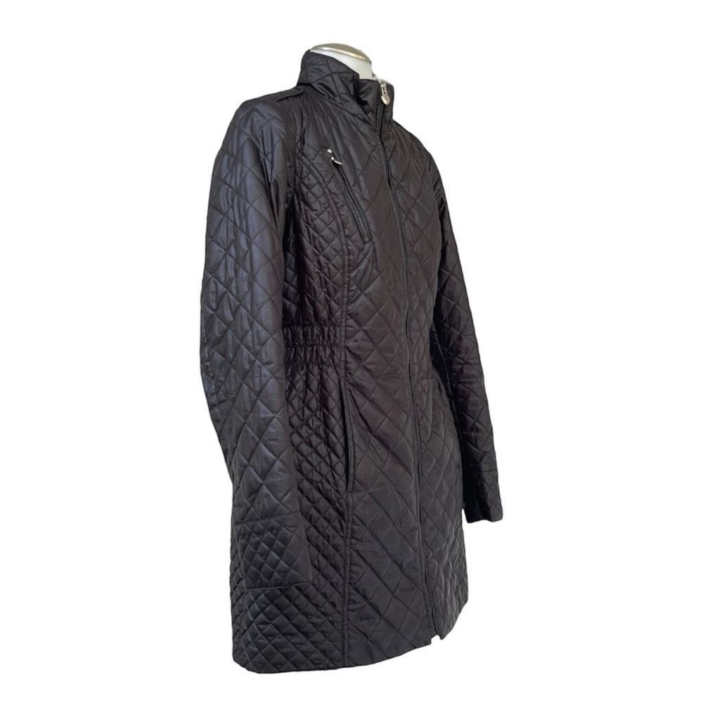 ROZ & ALI PUFFER JACKET BLACK QUILT MID LEGNTH LIGHTWEIGHT FULL ZIP SIZE MEDIUM - Picture 4 of 4